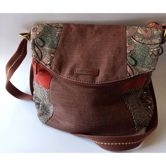 Sakroots Patchwork Autumnal Cotton & Cordoruy Crossbody Shoulder Bag EUC - Picture 5 of 16